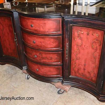 Lot: 711 - QUALITY in the manner of Habersham Furniture

QUALITY in the manner of Habersham Furniture marble top decorator buffet with...