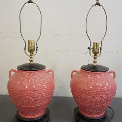 1070	PAIR OF PINK POTTERY LAMPS
