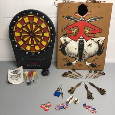 Vintage Dart Board and Electronic
