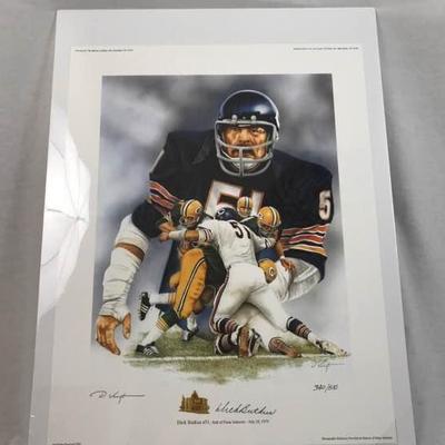 Chicago Bears Dick Butkus Autographed Print