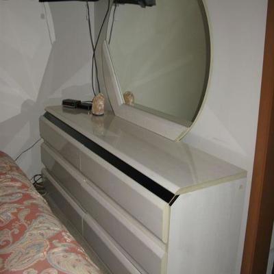 WHITE DRESSER AND MIRROR   BUY IT NOW $ 85.00