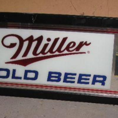 Large back bar mirror Miller beer sign   BUY IT NOW $ 55.00