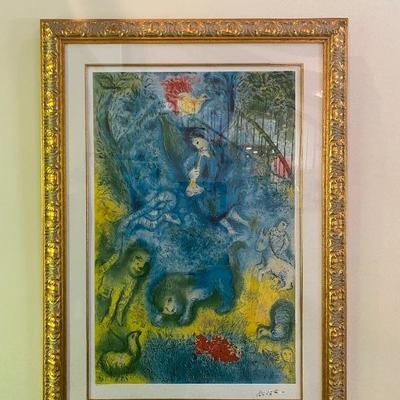 Marc Chagall lithograph numbered 114/335
Frame: 41” x 57”, Art: 30” x 42”
