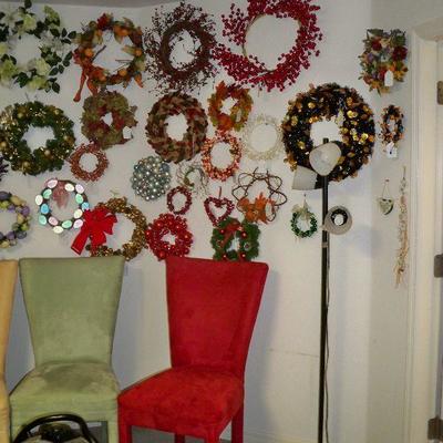 Wreaths, 2 - of the 4 Velour Chairs.