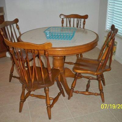 Tile top Wood Table with 4 Chairs.
