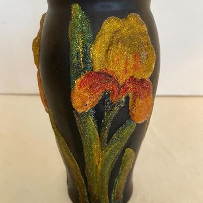Yellow Iris Glass Vase.  