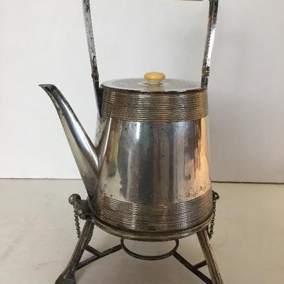 19th C. Silver Plate Tea Pot, Stand & Lid.  