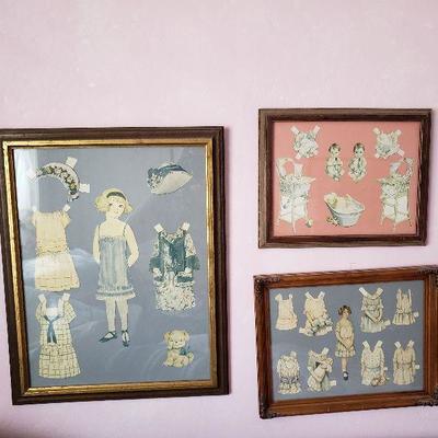 Vintage paper dolls and clothes - Framed
