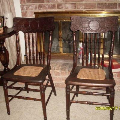 ANTIQUE MATCHING EBONY CHAIRS