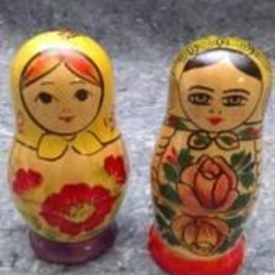 Pair of Authentic Vintage Russian Nesting Dolls