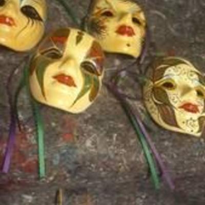 Lot of 4 Ceramic Masks