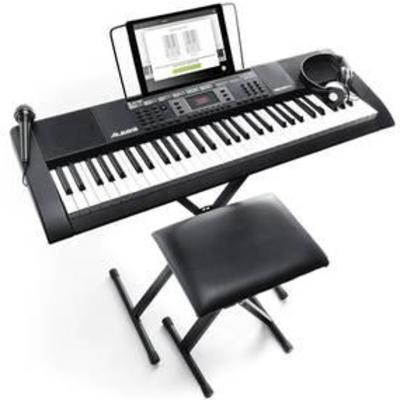 61-key Portable Keyboard With Builtin Speakers Headphones Microphone Piano Stand