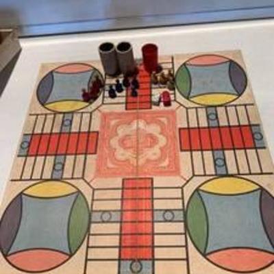 1938 Selchow and Righter Parcheesi Game Board and Pieces Location Shelf E
