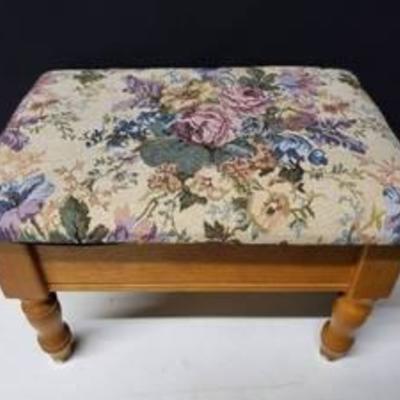 Floral Wooden Stool with Inside Storage