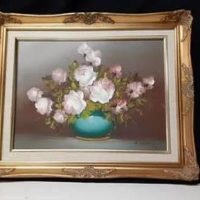 Beautiful Framed Floral Canvas Painting