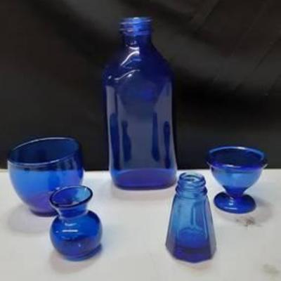 Cobalt Blue Glass Bottle, Vases, Bowl, Dish, Eyewash
