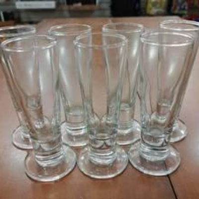 Set of 7 2 oz Clear Shooter Glasses  4 12 Tall -WILL SHIP