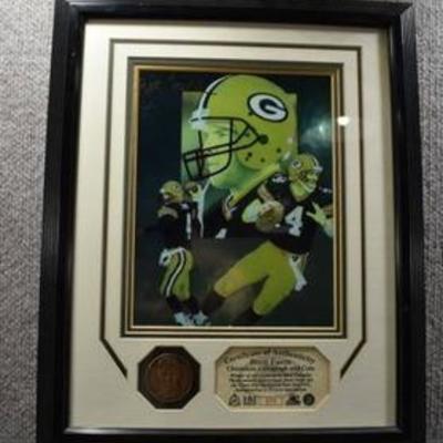 NFL Framed 16 x 13 Highland Mint Chromium Lithograph Brett Favre #4 Green Bay Packers  with COA -WILL SHIP