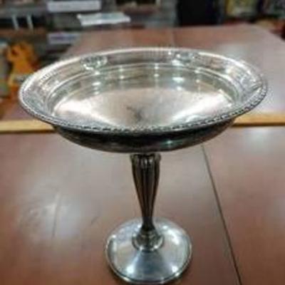 MFH Company Weighted Sterling Silver Compote  #900 Fanfair Pattern  Total Weight - 180 g  Custom GSE Etching  6 Tall -WILL SHIP