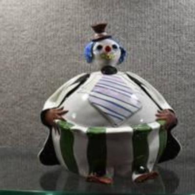 Zampiva Vintage Rare Ceramic Clown Bank  Signed  Made In Italy  11 W x 10.5 L x 11.5 T -WILL SHIP
