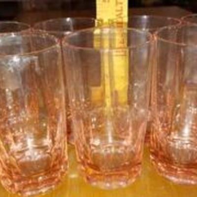 Set of 7 Depression-Like Pink Juice Glasses  4 38 Tall -WILL SHIP