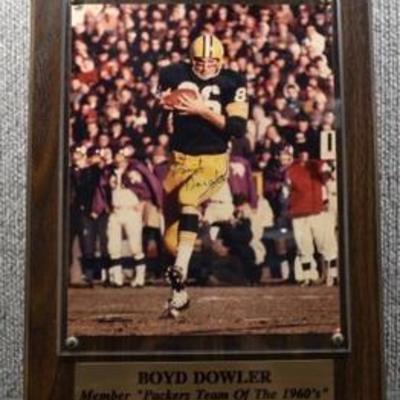 Vintage 1960's Autographed 8 x 10 Photo on Plaque Boyd Dowler Green Bay Packers #86 -WILL SHIP