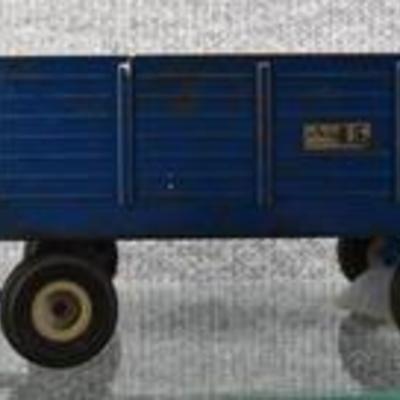 Vintage Ertl Metal Tractor Authenic Big Blue Hay Cart Wagon  12 Long -WILL SHIP