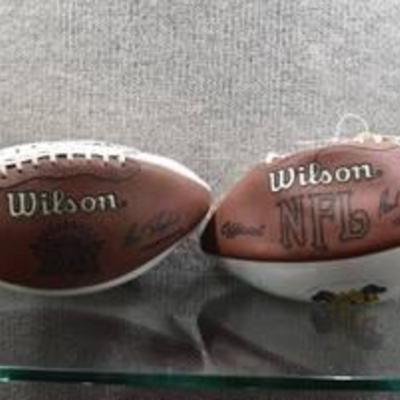Pair of Autographed Footballs  Signed by Brett Favre  Balls from NFL Superbowls XXIX & XXXI  Balls Do Not Hold Air & One Signature is...