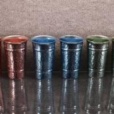 Set of 6 Aluminum Drinking Cups  Various Colors  Unmarked -WILL SHIP