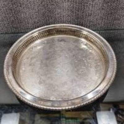 WM Rogers Silverplate Circular Tray with Rim 437OG  9.5 Diameter  -WILL SHIP