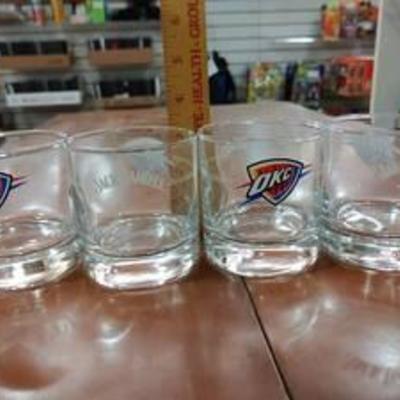 Set of 4 Jack Daniels Oklahoma City Thunder NBA Team Whiskey Glasses  -WILL SHIP