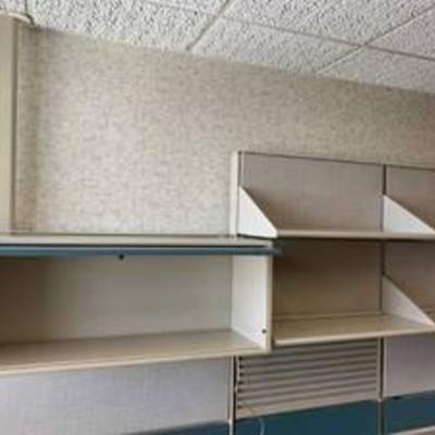 Desk overhead cabinet and shelves