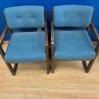 Set of blue-green office chairs