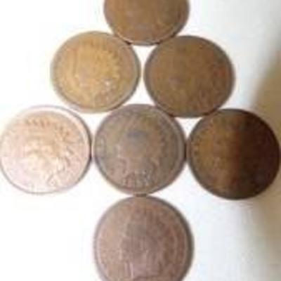 7 INDIAN HEAD PENNIES - SEE LAST PIC FOR DATES