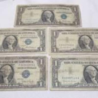5 - $1 SILVER CERTIFICATES - SEE LAST PIC FOR DATES