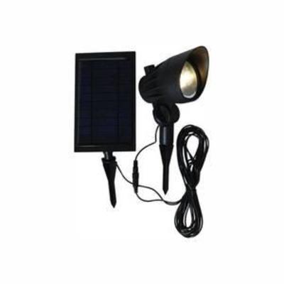 Hampton Bay Solar Black Outdoor Integrated LED 3000K 70-Lumens Landscape Spot Light with Solar Panel and Wire