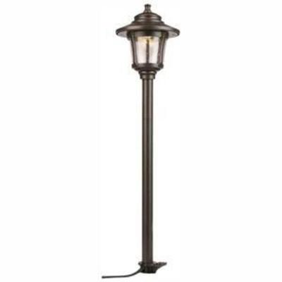 Hampton Bay Low-Voltage 10-Watt Equivalent Oil-Rubbed Bronze Outdoor Integrated LED Landscape Path Light with Seeded Glass