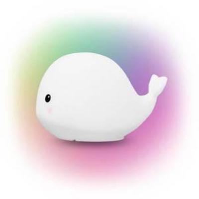Globe Electric Wally Whale White Multicolor Changing Integrated LED Rechargeable Silicone Night Light