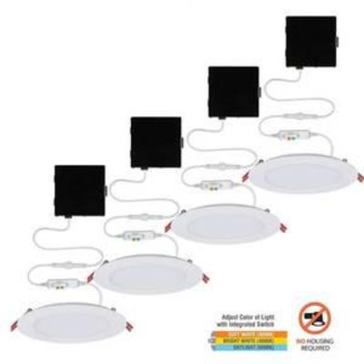 Commercial Electric Ultra Slim 6 in. New Construction and Remodel Color Selectable Canless LED Recessed Kit (4-Pack)