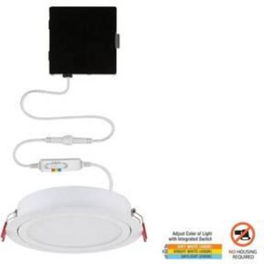 Commercial Electric Slim Directional 6in. Selectable New Construction and Remodel Canless Recessed Integrated LED Kit for slope ceiling