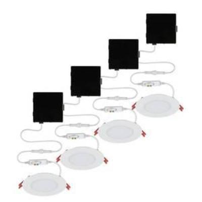 4 in. Selectable New Construction and Remodel Canless Recessed Integrated LED Kit for Shallow Ceiling (4-Pack)