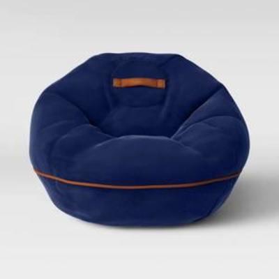 Bean Bag Chair with Suede Piping Navy - Pillowfort , Brown Blue