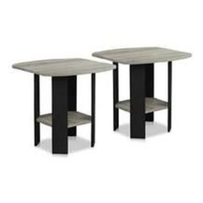 FURINNO Simple Design End Table, 2-Pack, French Oak GreyBlack