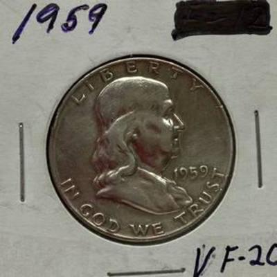1959 Benjamin Franklin Silver Half Dollar
