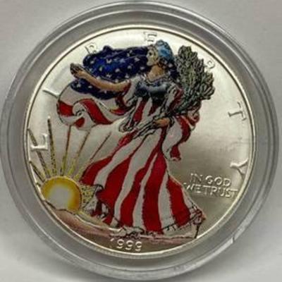 1999 American Eagle Silver Dollar - Painted and Collectible