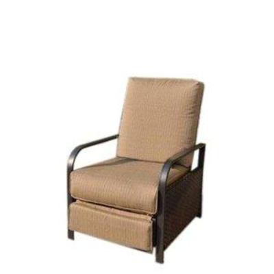Mainstays Woven Wicker Outdoor Recliner with Beige Cushions