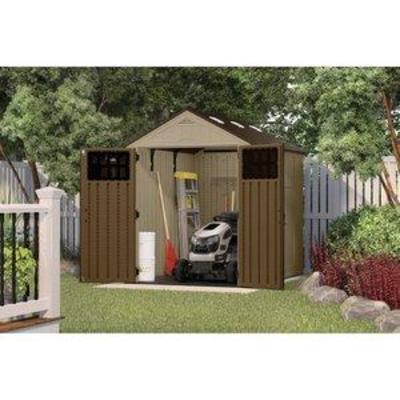 Suncast EverettÂ® Storage Shed for Backyard, Vanilla, 6'x8', 306 cu. ft