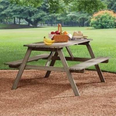 Mainstays Martis Bay Wooden Picnic Table Outdoor, Gray