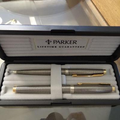 Stamped sterling. French ball point and pencil Parker set 