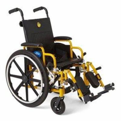 Medline Kidz Pediatric Wheelchair, Swing-Back Desk Length Arms, Swing-Away Legrests, 250lb Weight Capacity, Yellow Frame